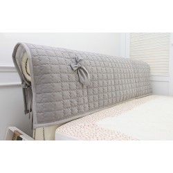 Cotton Bed Headboard Slipcover w Ties Quilted Hood Cover Padded Removable 2 Size