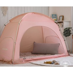 Pink indoor bed tent wind block heating warm floorless pole zip opening winter 3 size